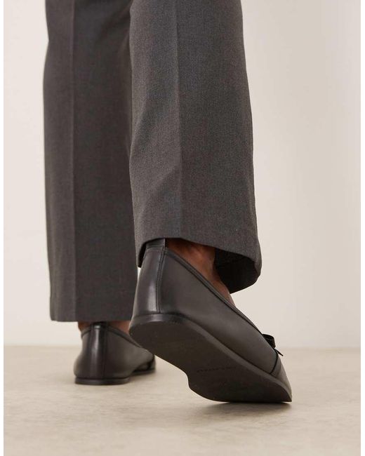 Free People Gray Soft Leather Bow Detail Flat Ballet Pumps