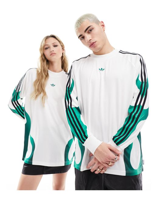 Adidas Originals Green Unisex Flame Long Sleeve Jersey Top