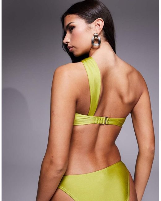 South Beach Green Bandeau Asymmetric Bikini Top