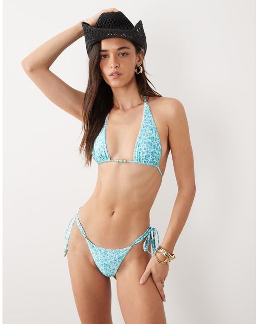 Kulani Kinis Blue Ocean Aura Lingerie Thong Tieside Bikini Bottoms
