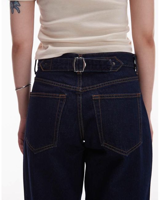 Topshop Unique Blue Cinch Low Rise Relaxed Jeans