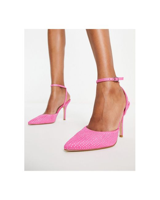 Raid Pink Leeza Diamante Slingback Sandals