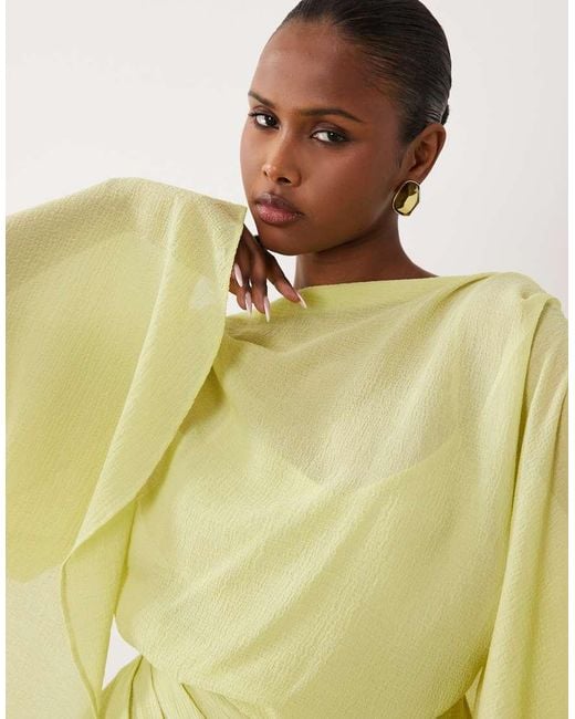 ASOS Natural Kimono Sleeve Cape Detail Draped Midaxi Dress With Open Back