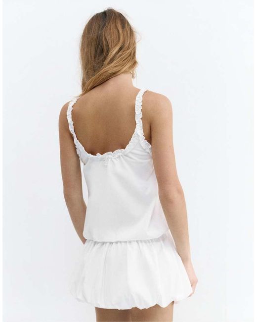 Pull&Bear White Short Balloon Dress