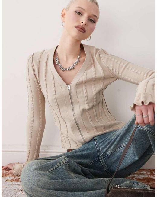 Weekday Slim-Fit Vest Met Ritssluiting En Textuur in het Natural