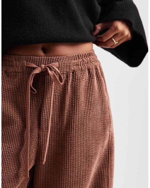ASOS Brown Asos Design Petite Pull On Barrel Leg Cord Trousers