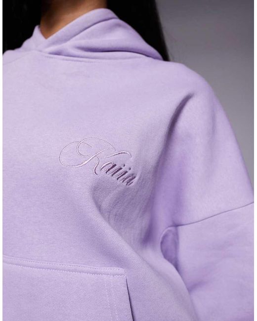 Kaiia Purple Studio Embossed Logo Oversized Hoodie Co-Ord