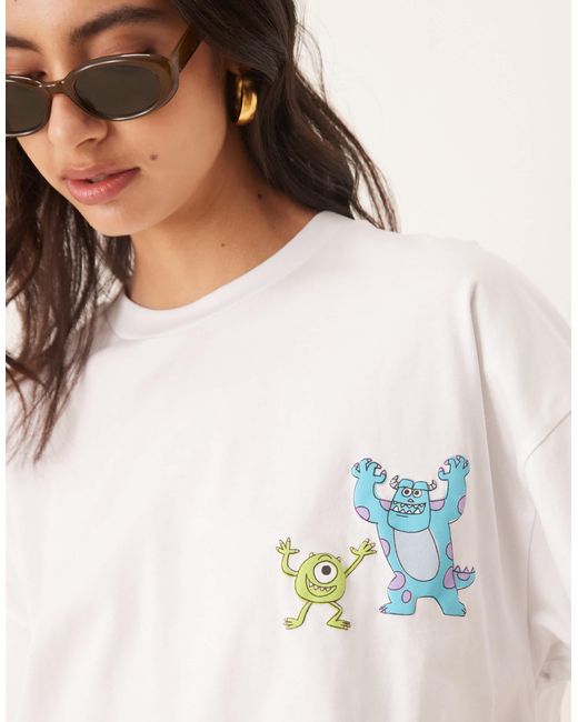 ASOS Blue Disney Pixar Unisex Oversized T-shirt With Monsters Inc Prints