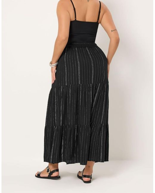 Yours Clothing Black Crinkle Maxi Beach Skirt