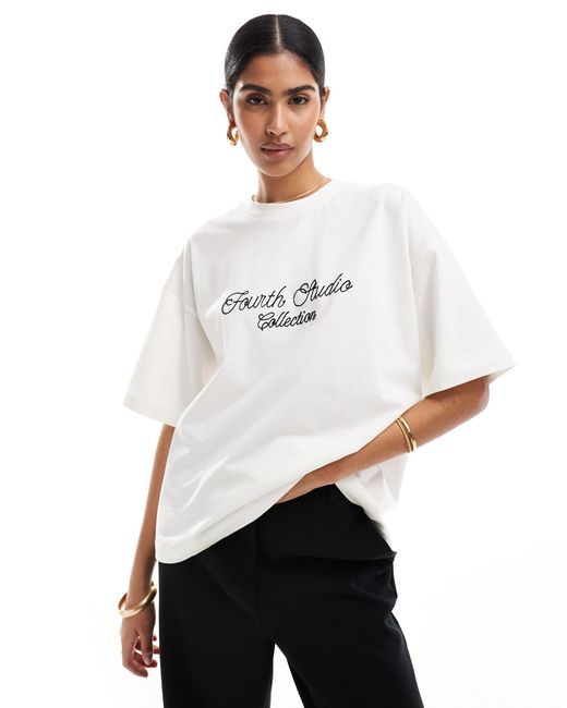 4th & Reckless White Embroidered Fourth Studio Logo T-shirt