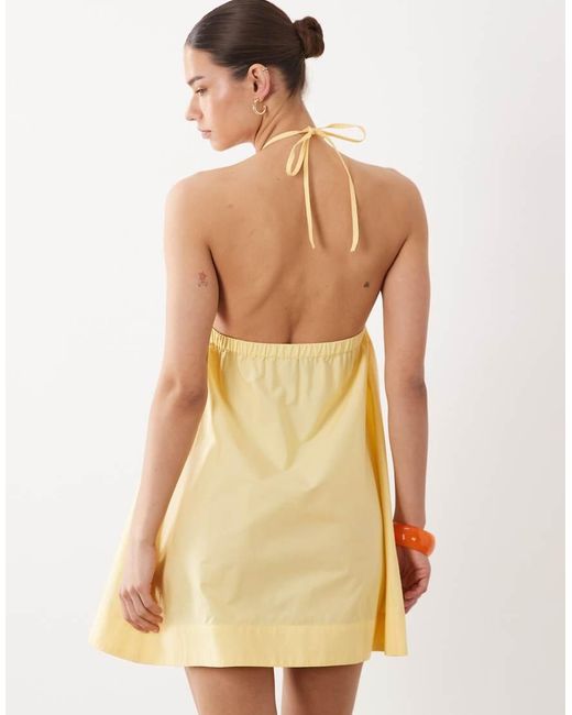 ASOS Natural Poplin Halter Neck Swing Mini Sundress