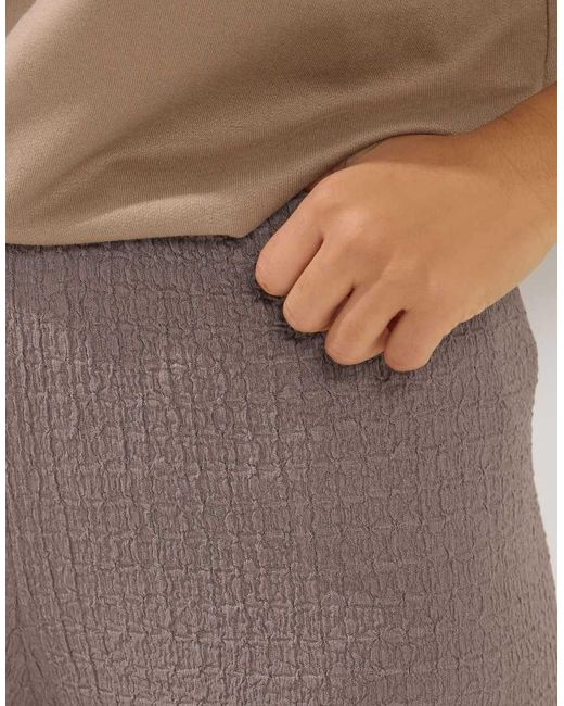 PixieGirl Brown Petite Textured Wide Leg Trousers