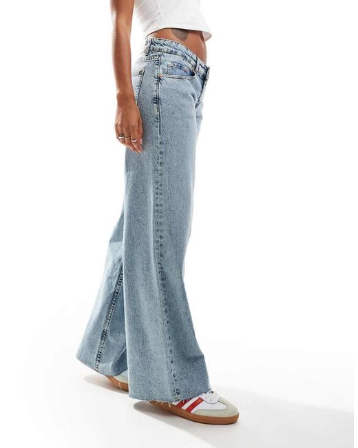 Motel Blue Roomy Wide Leg Low Rise Jeans