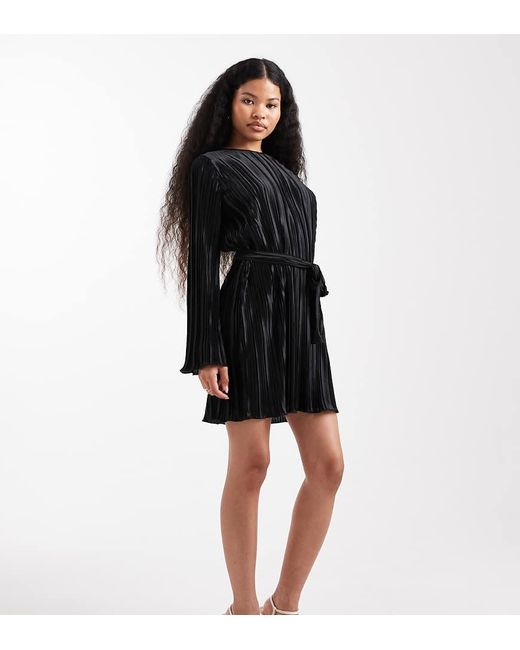 Vero Moda Black Tie Waist Plisse Mini Dress