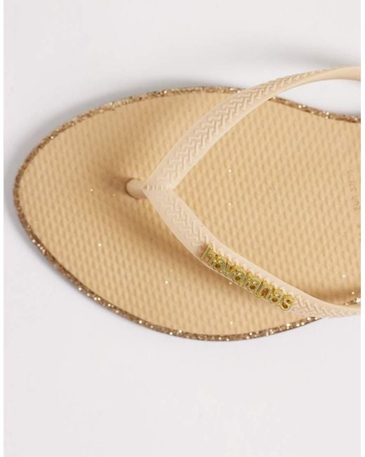 Havaianas Natural Slim Point Glitter Flip Flops