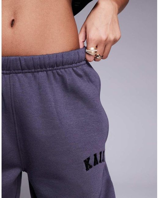 Kaiia Blue Petite Embroidered Logo Cuffed joggers