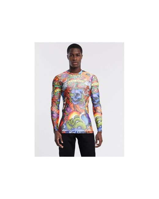 Jaded London 90s Tattoo Print Mesh Long Sleeve Top for Men  Lyst