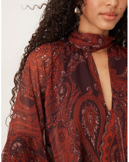 Mango Red Ruffle Sleeves Blouse