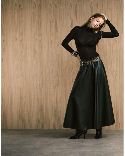 ASOS Black Full Circle Pu Skirt