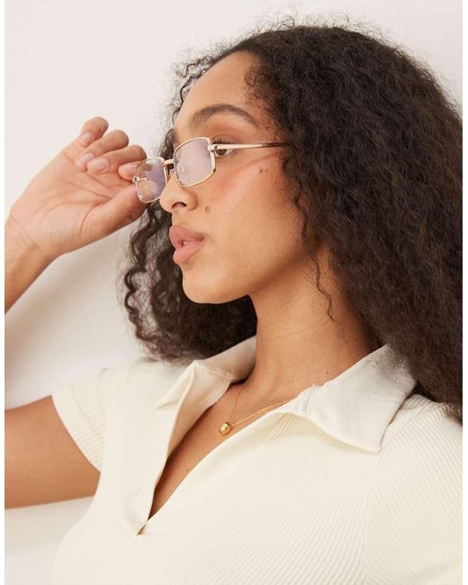 ASOS Metallic Metal Square Clear Lens Glasses