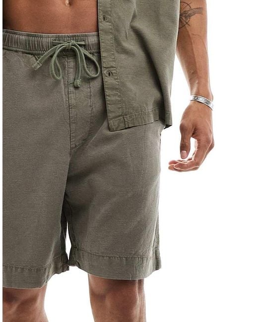 Bershka Natural Linen Look Short Co-ord for men
