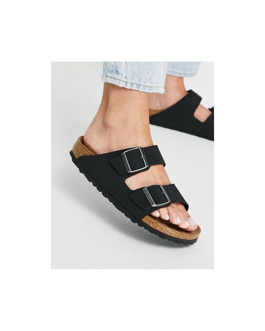 Birkenstock – arizona – vegane, flache sandalen in Schwarz | Lyst DE