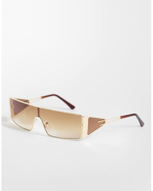 Kaiia Natural Exclusive 90s Rectangle Frame Sunglasses