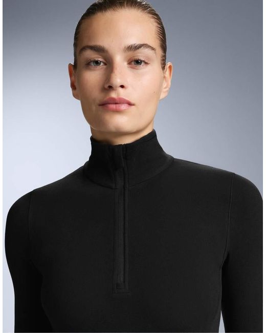 Oysho Black Half-Zip Polar Thermal Base Layer T-Shirt