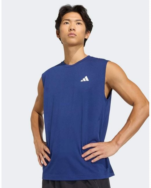 Adidas Blue Workout Essentials Feelready Tank Top for men