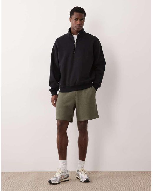 ASOS Blue Oversized Waffle Texture Jersey Shorts for men