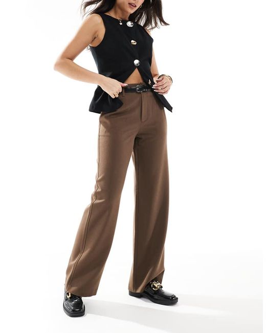 Stradivarius Brown Belted Tailored Trouser