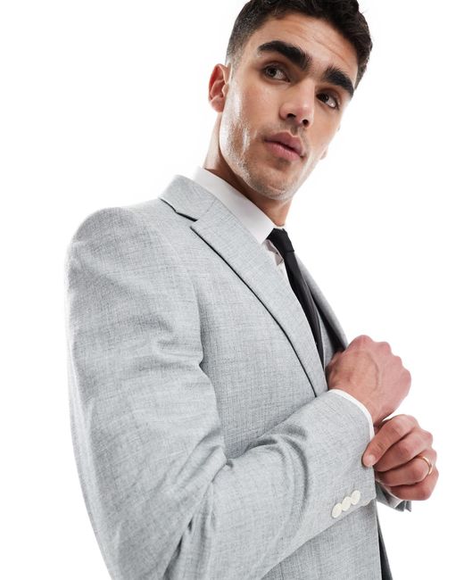 ASOS Wedding – strukturierte skinny-fit-anzugjacke in Gray für Herren