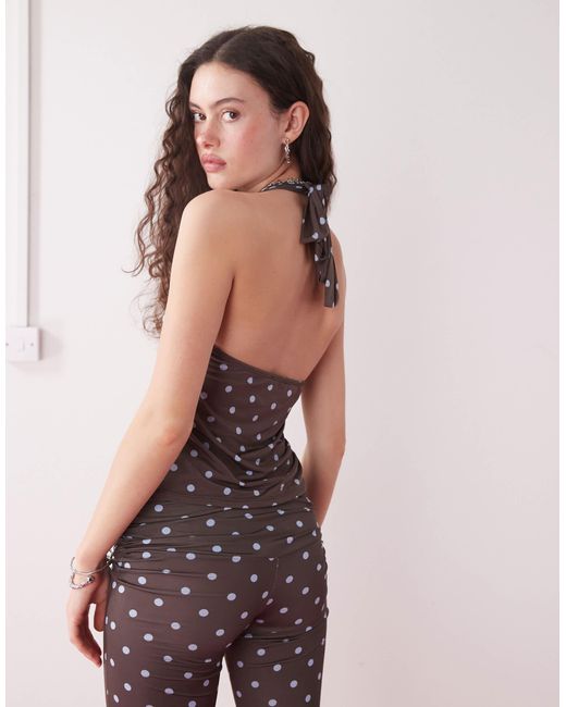 Collusion Brown Polka Dot Halter Top