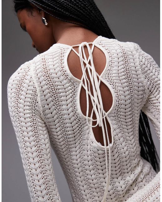 & Other Stories Gray Crochet Knit Maxi Dress With Open Tie-back