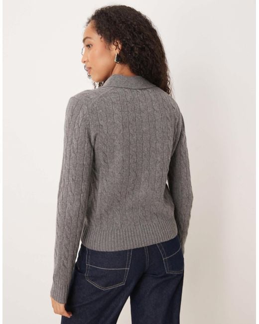 Polo à manches longues en maille torsadée Polo Ralph Lauren en coloris Gray