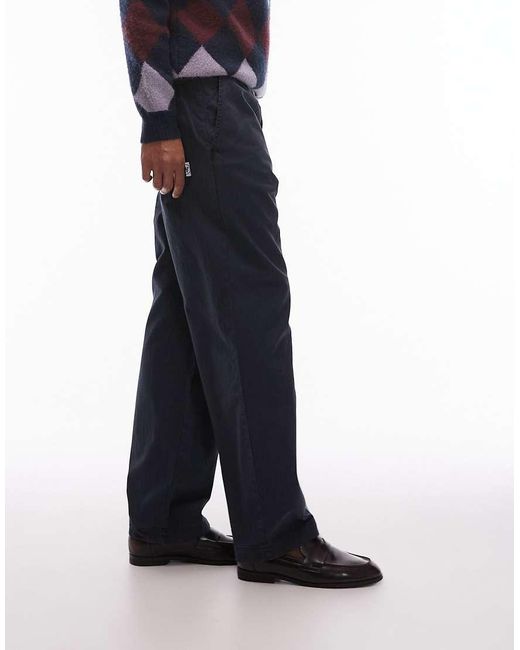 DOUBLE A by WOOD WOOD Blue Lax Straight Leg Trousers for men
