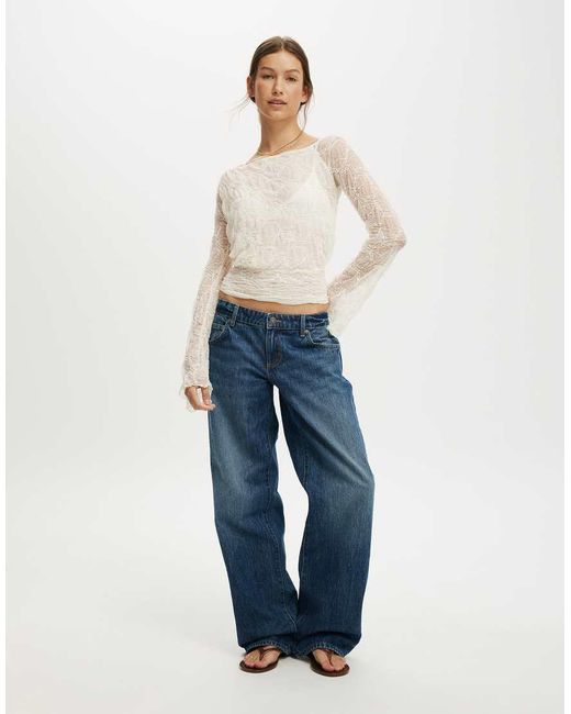 Cotton On Blue Sofia Lace Long Sleeve Top