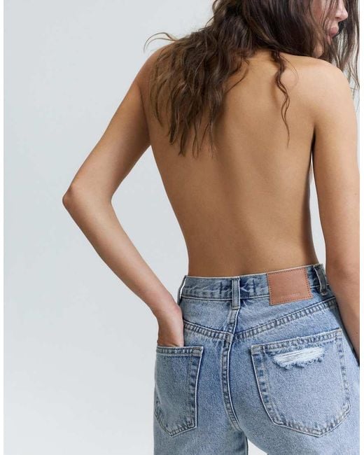 Pull&Bear Blue Ripped Mom Fit Jeans