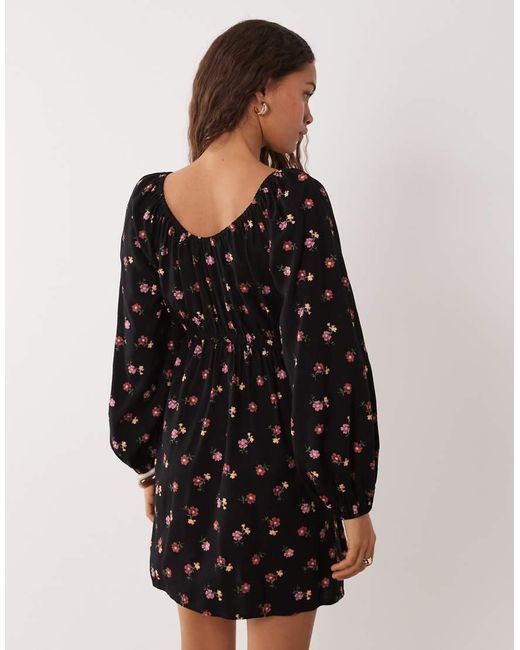 Miss Selfridge Black Miss Selfridge Spun Scoop Neck Mini Tea Dress