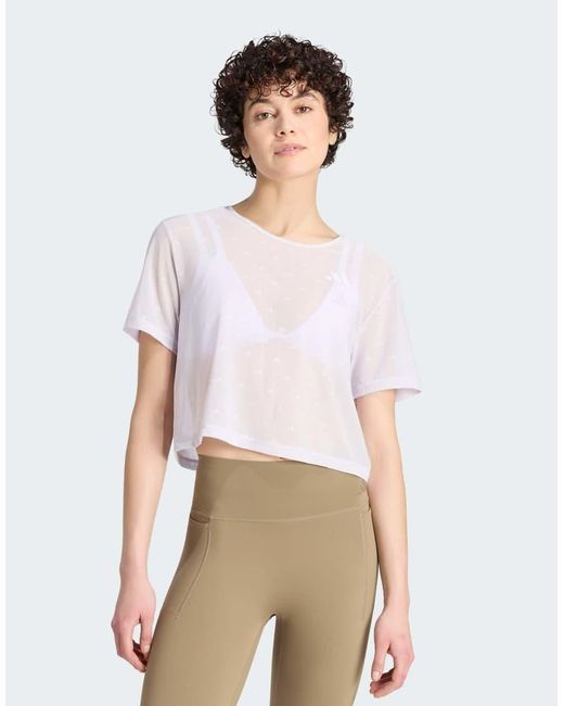Adidas Originals White Primelift Essentials Workout Boxy Mesh T-shirt