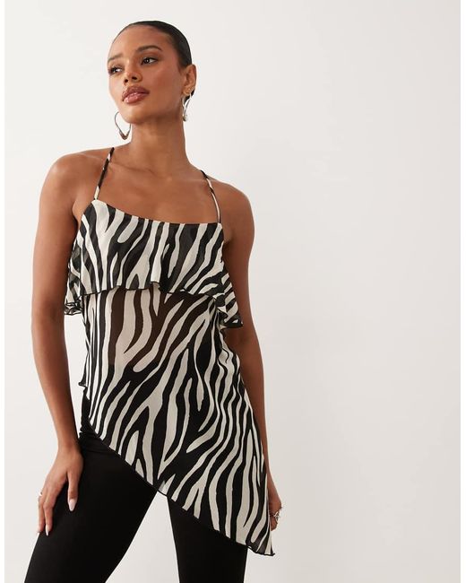 Gina Tricot White Asymmetric Frill Tank Top