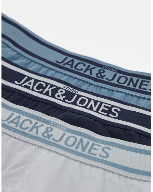 Jack & Jones Blue 3 Pack Logo Trunks for men