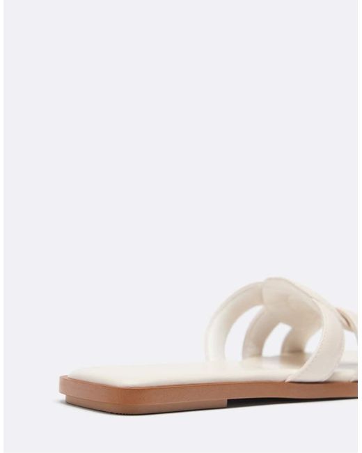 Stradivarius White Flat Slider Sandals