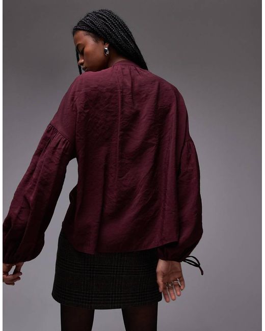 TOPSHOP Brown Tie Front Top
