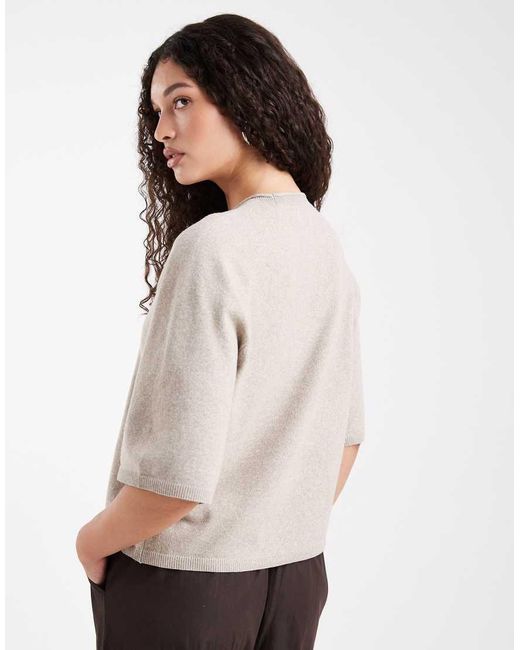 ONLY Natural Boxy Knitted Short Sleeve Top