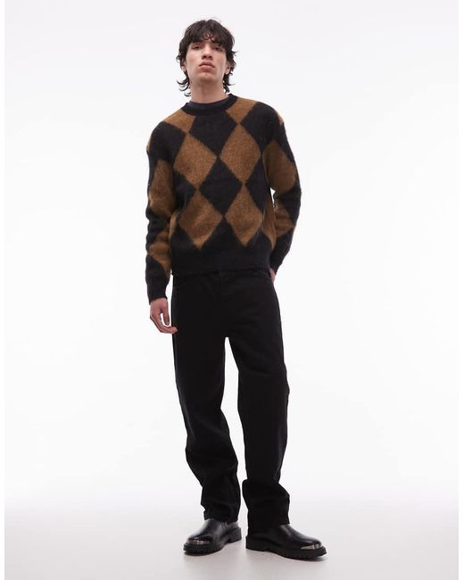 AllSaints Black Joker Crew Neck Diamond Knitted Jumper for men