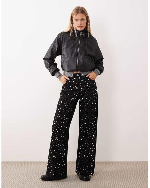 Mango Natural Elina 100% Cotton Straight Leg Jean With Embellishment