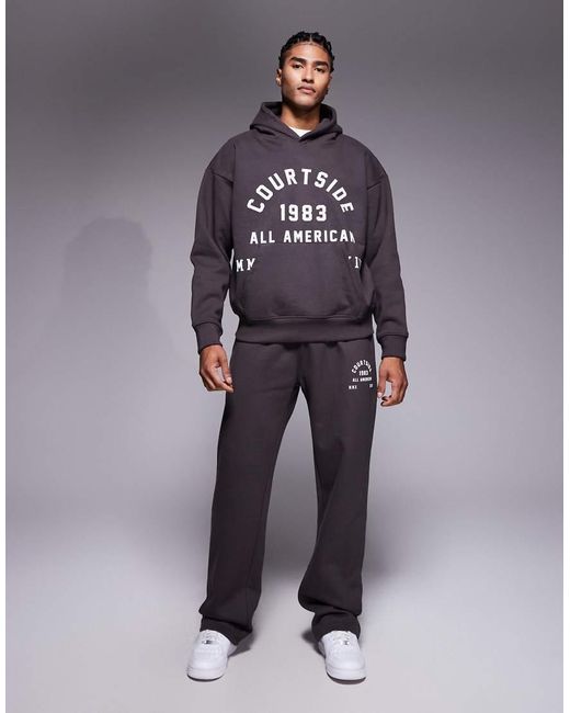 Courtside Gray Oversized Pullover Hoodie for men