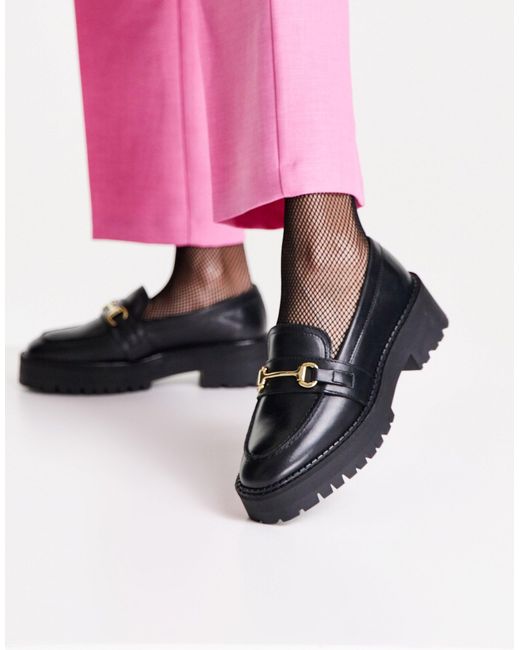 & Other Stories Black Leather Chunky Sole Loafers
