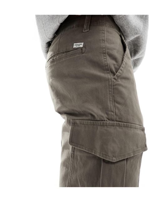 Jack & Jones Brown Cargo Trousers Without Cuff for men